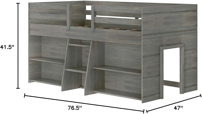 Max & Lily Modern Farmhouse Low Loft Bed, Twin Bed Frame - Image 2