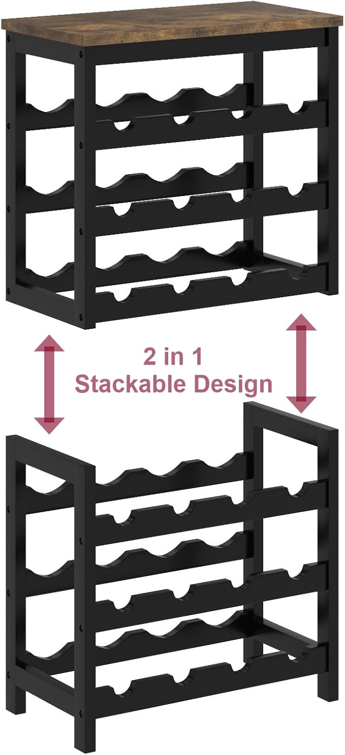6 Tier Bamboo Wine Rack Freestanding Floor, 24 Bottles Wine Storage Shelves - Image 3