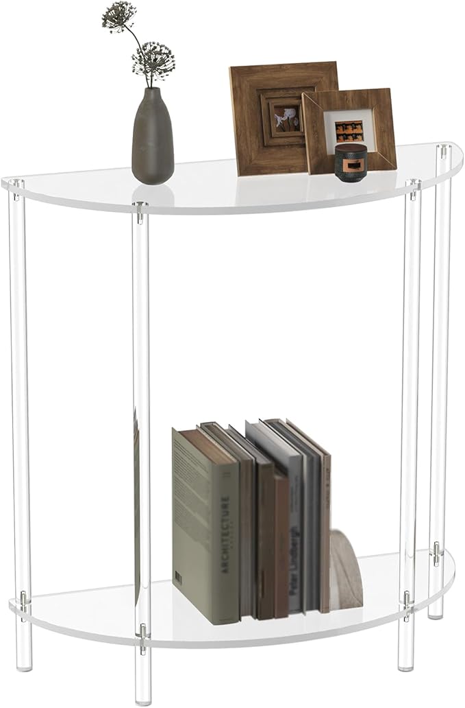 Acrylic Console Table, Half Moon, 29.5" Small Entryway Table, Living Room by CRTERICX
