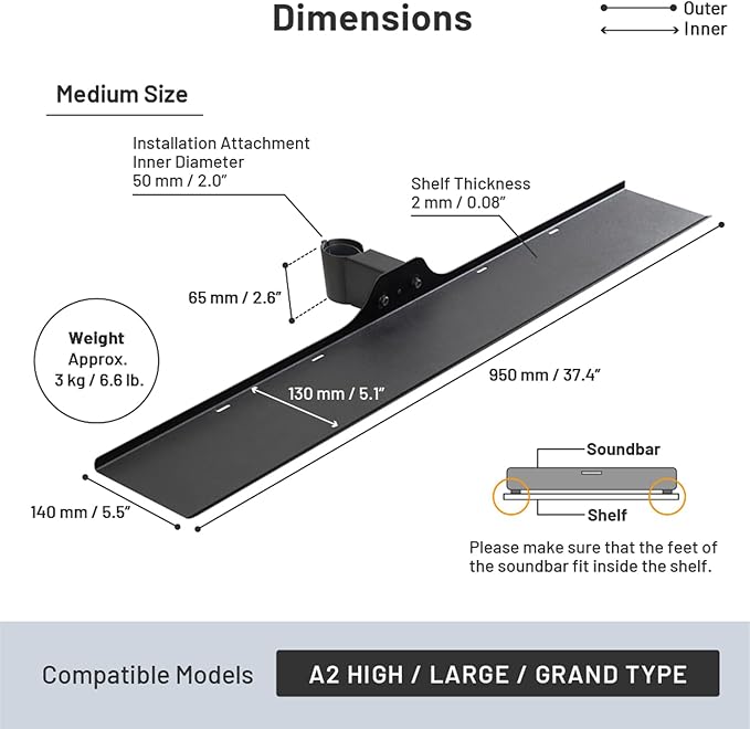 WALL Seven Stand A2 Grand | Rolling TV Stand - Image 7