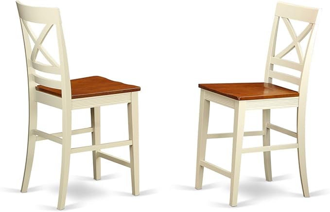 East West Furniture VNQU3-WHI-W 3 Piece Kitchen Counter Height Dining Table Set - Image 5