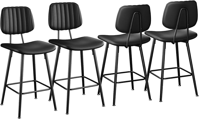 24-Inch Leather Bar Stools Set of 4, Counter Height Barstools - Image 9