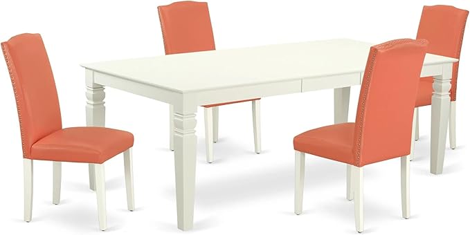 East West Furniture LGEN5-LWH-78 5 Piece Dinette Set Includes a Rectangle by EastWestFurniture