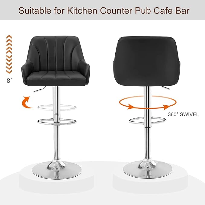 VECELO Barstools Set of 4, Counter Height Bar Stools Adjustable Stools - Image 5