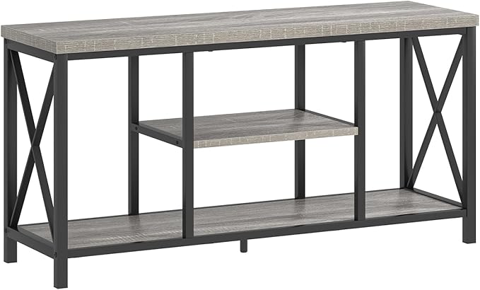 FOLUBAN Modern TV Stand for TVs up to 55 Inch, Rustic Wood Entertainment Center - Image 9