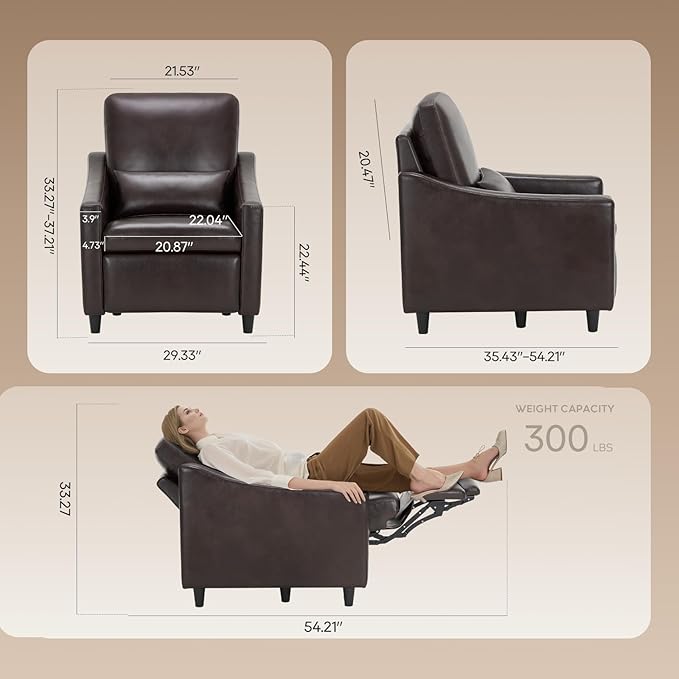 COLAMY Pushback Electric Recliner Chair Set of 2, Premium Leather Upholstery - Image 2