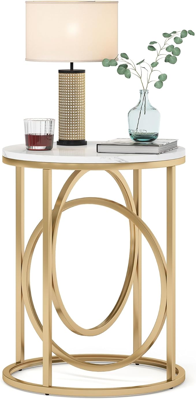 LITTLE TREE 20” Round End Table，Modern Sofa Side Table by LITTLETREE