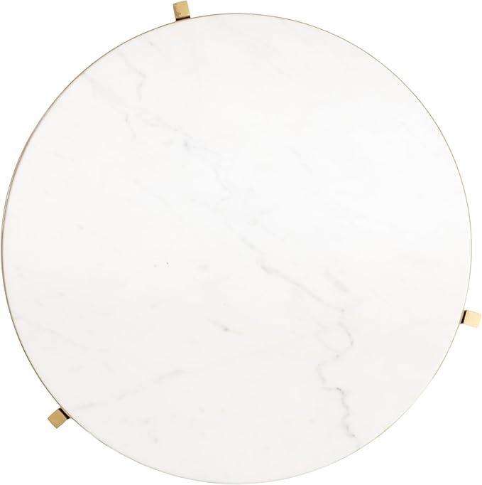 Kate and Laurel Aguilar Modern Round Side Table, Genuine Marble Nightstand - Image 7
