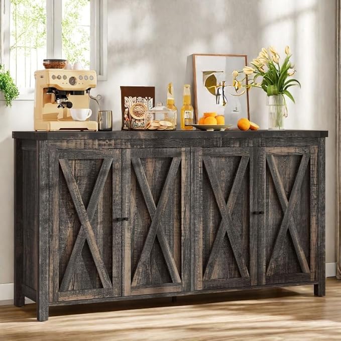 DWVO Buffet Cabinet with Storage, Farmhouse Coffee Bar Cabinets Kitchen Table - Image 2