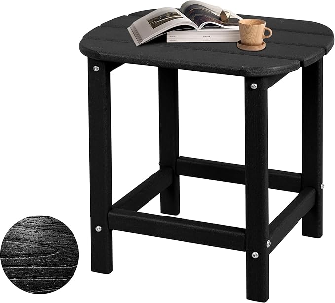 Hdpe Outdoor Adirondack Side Table, Wooden Textured, Set by Plawdlik
