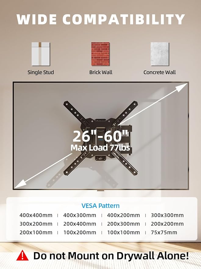 UL Listed Full Motion TV Wall Mount - Image 3