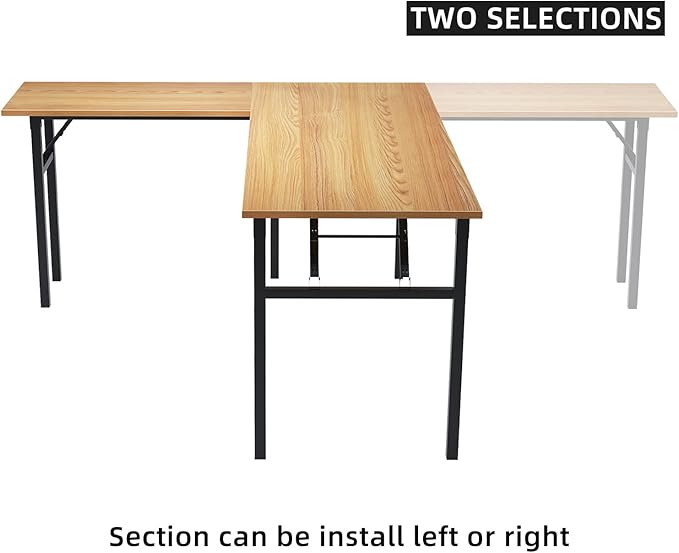 DlandHome Reversible L-Shaped Desk Large Corner Desk Folding Table Computer - Image 5