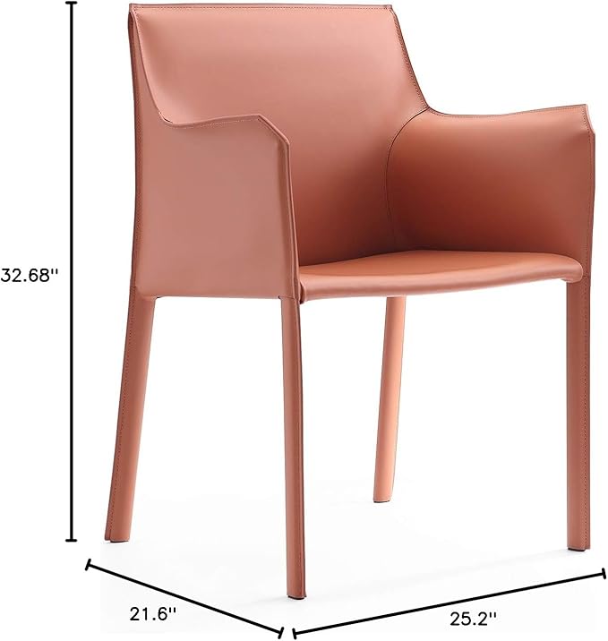 Manhattan Comfort Paris Modern Saddle Leather Dining Chairs, Metal Frame - Image 7