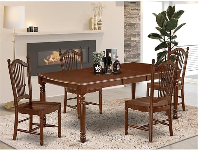 East West Furniture DODO5-MAH-W 5 Piece Kitchen Table & Chairs Set Includes a - Image 2