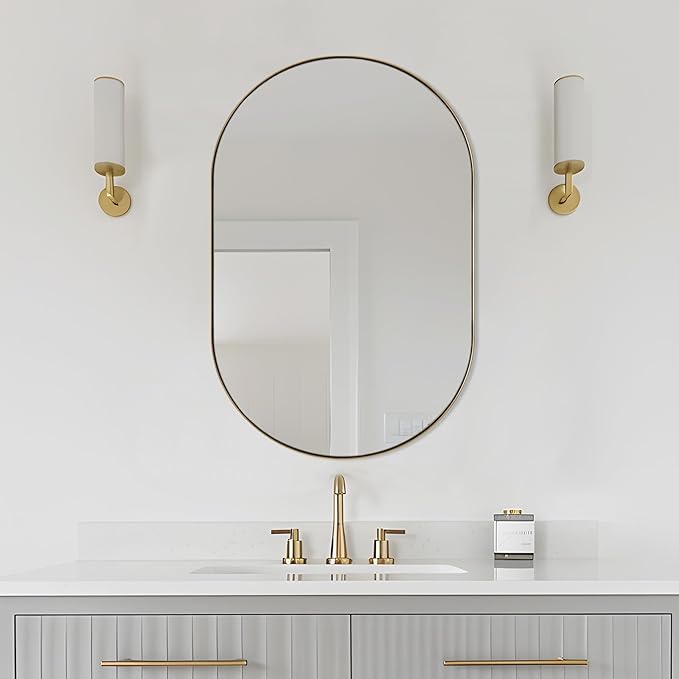 ANDY STAR Oval Mirrors for Bathroom, 26x38 Inch Gold Oval Mirror, Oval Brass - Image 9