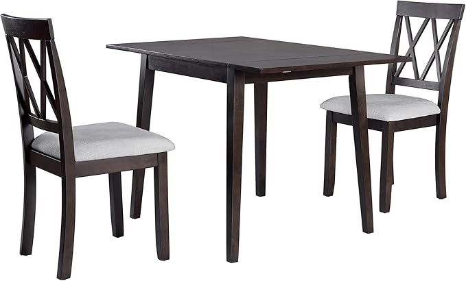 Merax Farmhouse Wooden Dining Set of 3, 45.6 inch Extendable Kitchen Table - Image 6