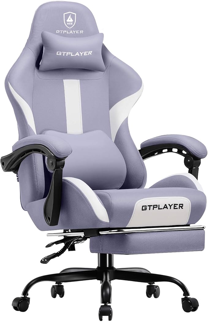 GTRACING Gaming Chair with Foot Rest & Pocket Spring Cushion, Breathable Fabric by GtracingDirect