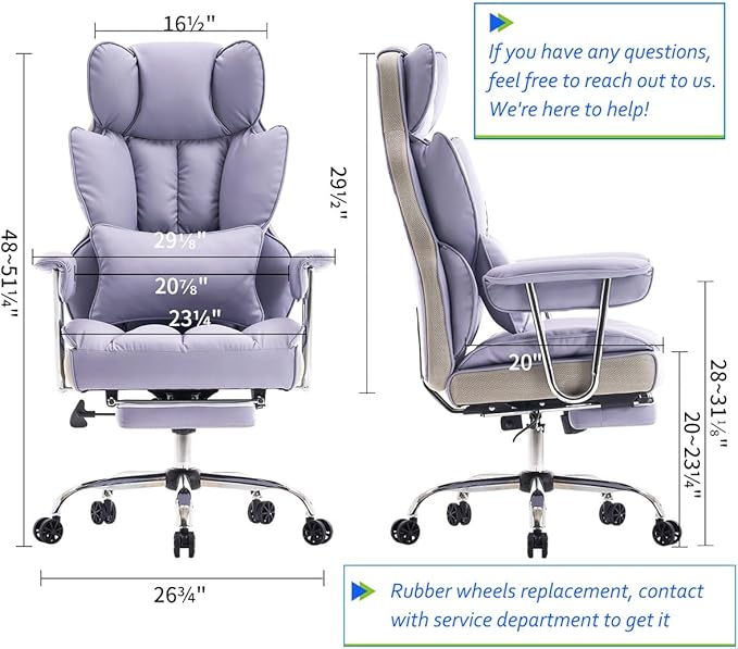 Efomao Big and Tall Office Chair 400LBS, Heavy Duty Executive Office Chair - Image 2