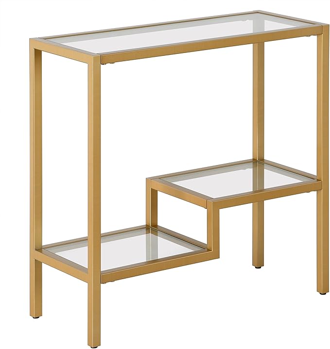 Henn&Hart 24" Wide Rectangular Side Table in Brass, Table by HennHart