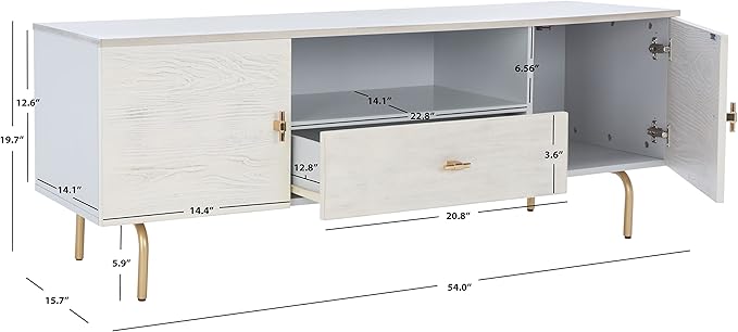 SAFAVIEH Genevieve TV Stand for up to 65" Flatscreen – Grey & White Washed - Image 3