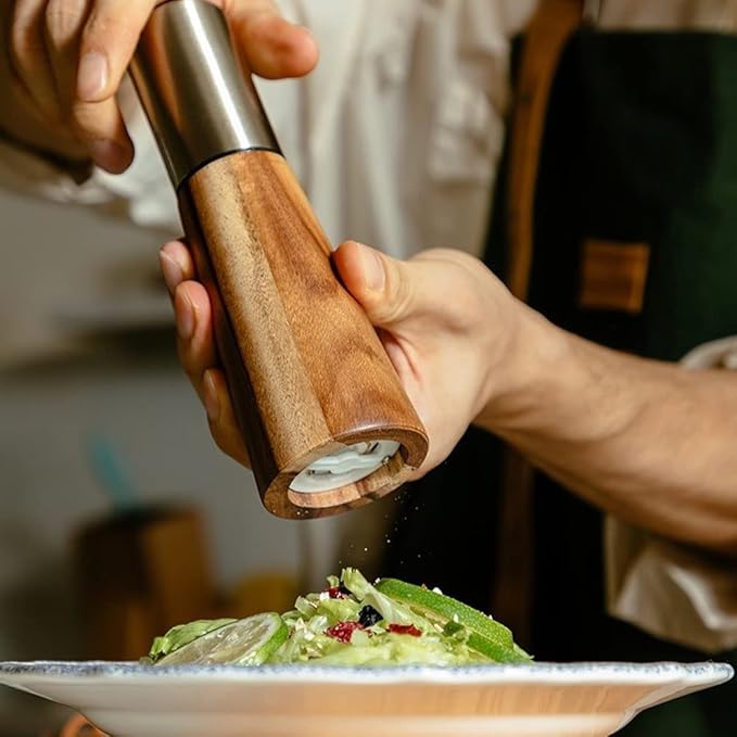 Gold Salt Shaker and Pepper Grinder Set, Stainless Steel Manual Salt Shaker and - Image 5