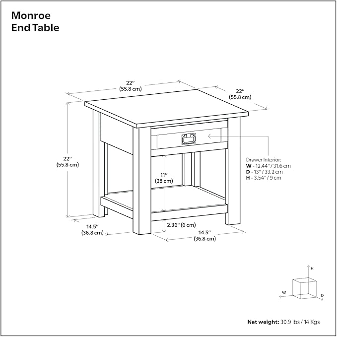 SIMPLIHOME Monroe SOLID ACACIA WOOD 22 inch Wide Square Rustic End Table in - Image 3