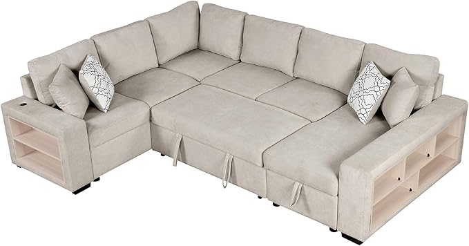 109" U-shaped Sectional Pull-out Sofa Bed - Image 8
