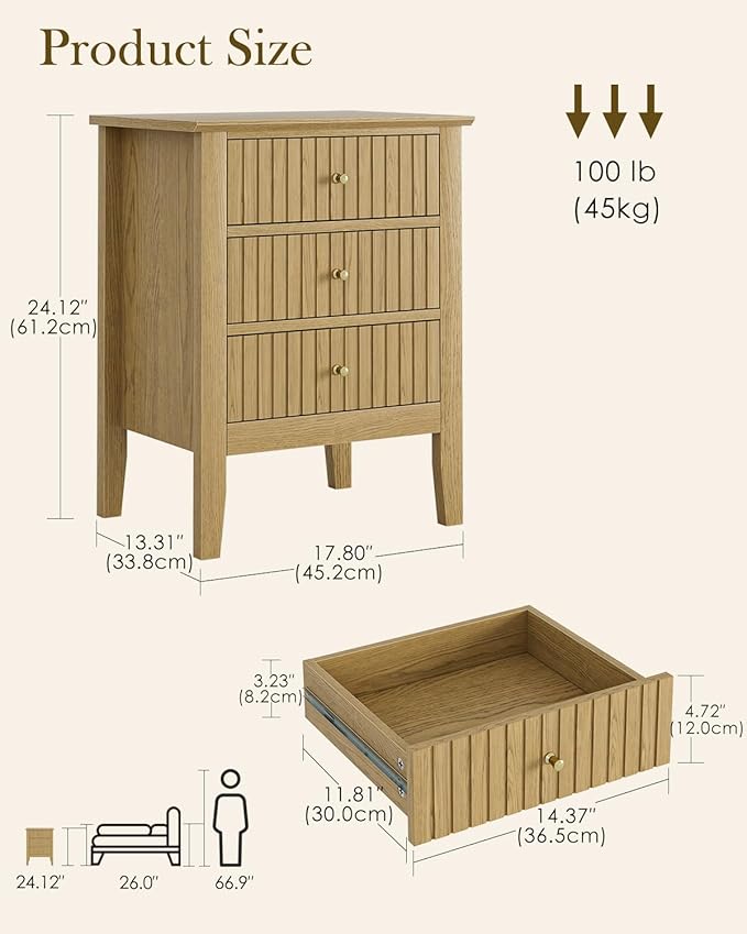 Fluted Nightstand, Farmhouse Night Stand - Image 2