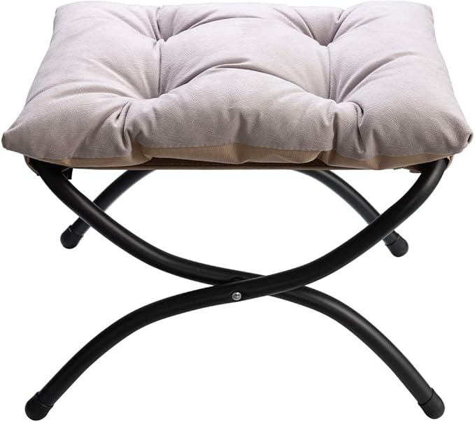 HollyHOME 15" Folding Footrest Stool, Upholstered Small Foldable Ottoman - Image 9