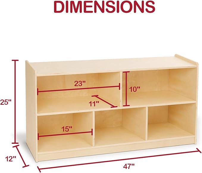 Monläurd® 100% Birch Cabinet, 5-Section Montessori Wooden Bookshelf & Storage - Image 2