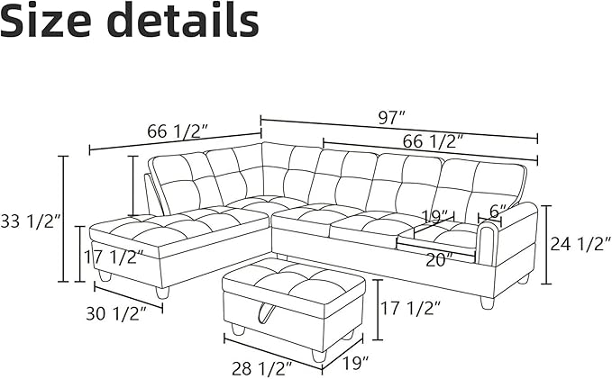 L Shaped Sectional Couches for Living Room, Modern Modular Sectional Sofa - Image 2