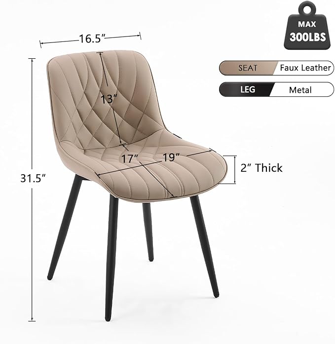 YOUNUOKE Dining Chairs Set of 2 Mid Century Modern Kitchen Chair Comfortable - Image 2