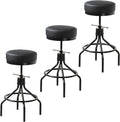 Industrial Bar Stools Set of 3 Adjustable Barstools Swivel Modern PU Leather by Unknown