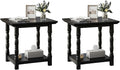 DWVO Farmhouse Square Coffee Table Set of 2, Antique Accent Side Table by DWVO