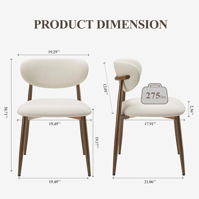 Dining Chairs Set of 2, Ergonomic Fabric Upholstered Seating - Image 2