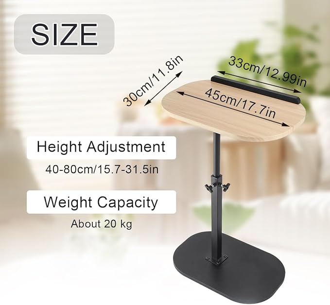 Comeon C-Shaped Tv Tray Pedestal Side Table, End Table Adjustable Height in - Image 2