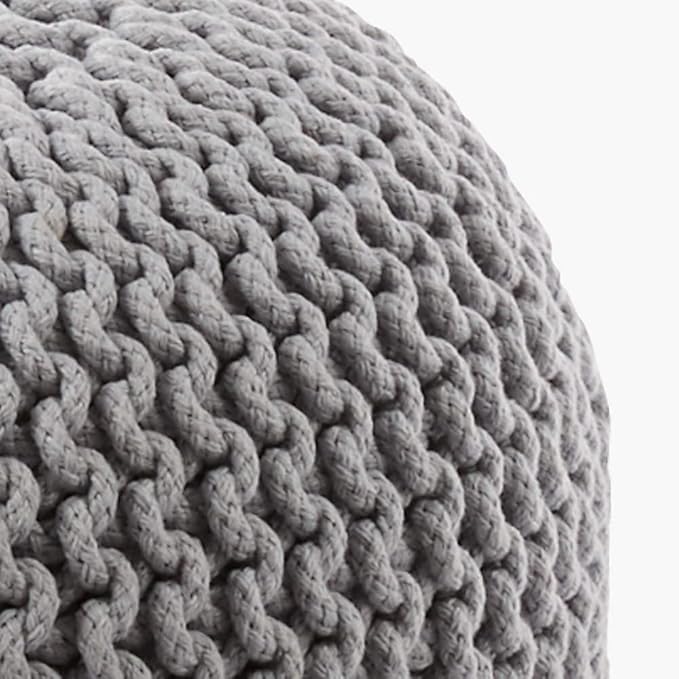 FRELISH DECOR Round Pouf Ottoman Hand Knitted 100% Cotton Pouf Foot Stool - Image 4