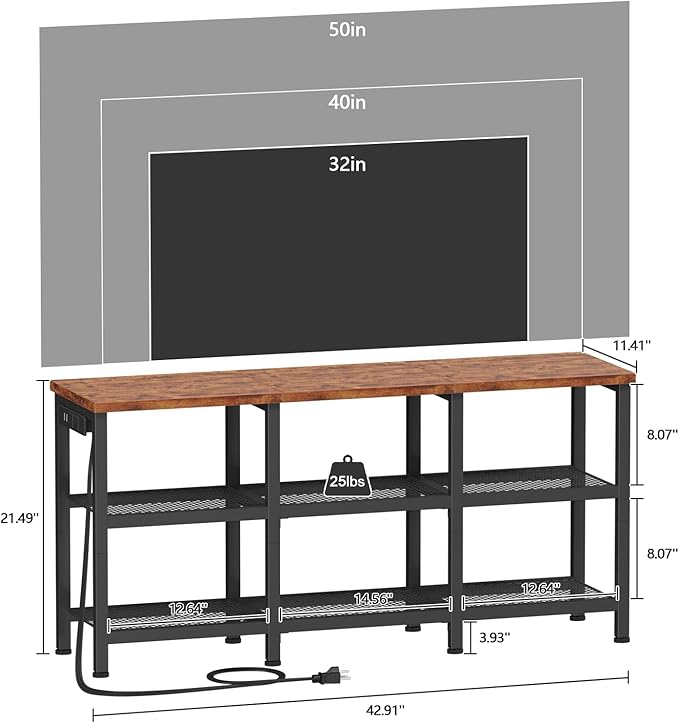 Furologee TV Stand with Power Outlets, Small Entertainment Center with Open - Image 2