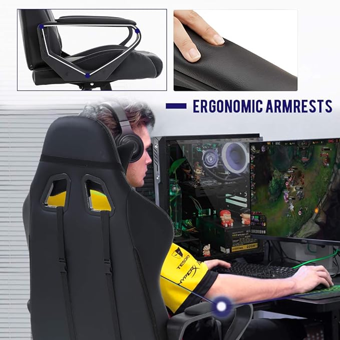 BestOffice High-Back Gaming Chair PC Office Chair Computer Racing Chair PU Desk - Image 6