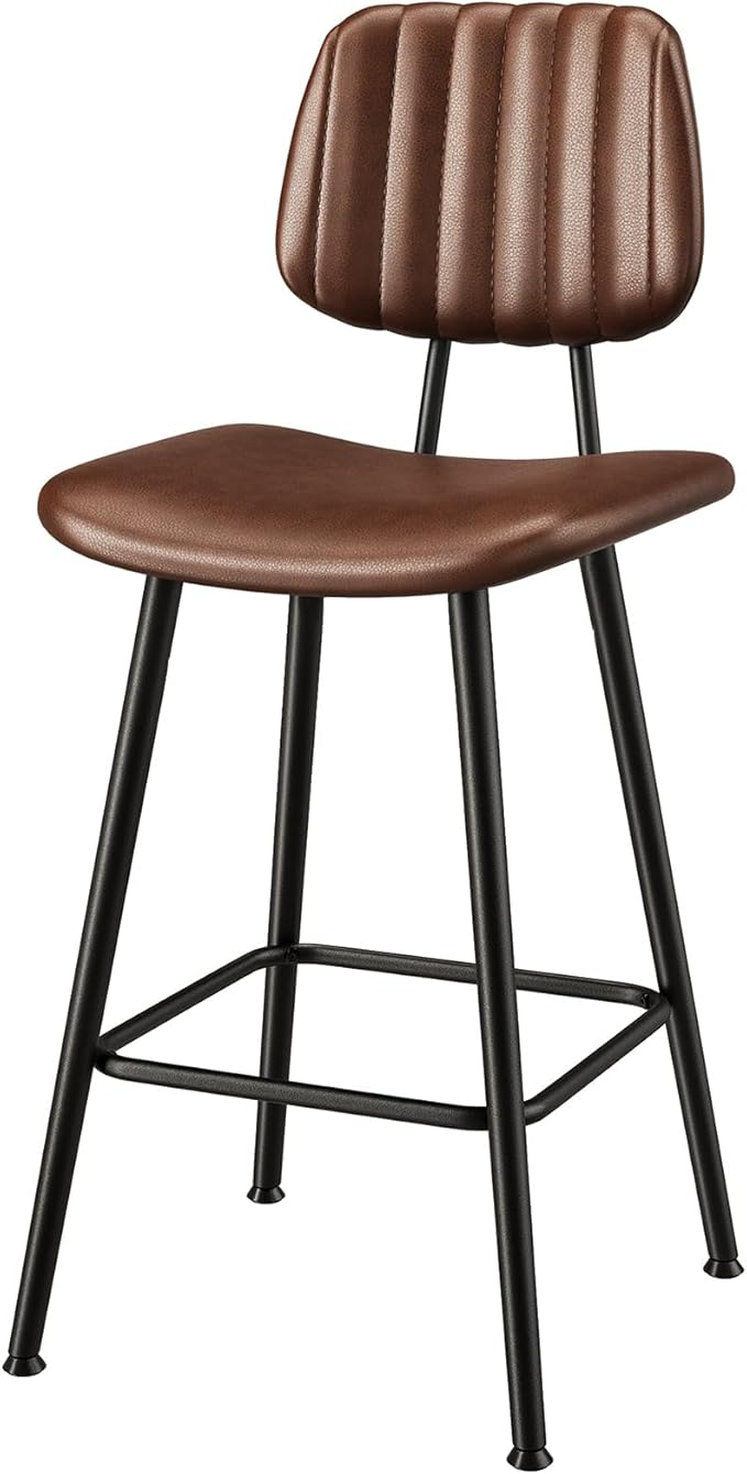 24-Inch Leather Bar Stools, Counter Height Barstools - Image 9