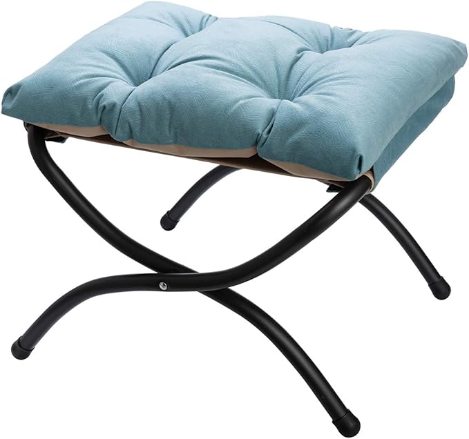 HollyHOME 15" Folding Footrest Stool, Upholstered Small Foldable Ottoman by HollyHOME