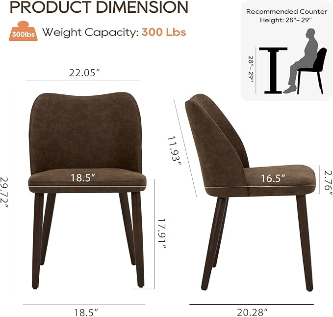 COLAMY Upholstered Dining Chairs Set of 2, Modern PU Leather Dining Room - Image 5