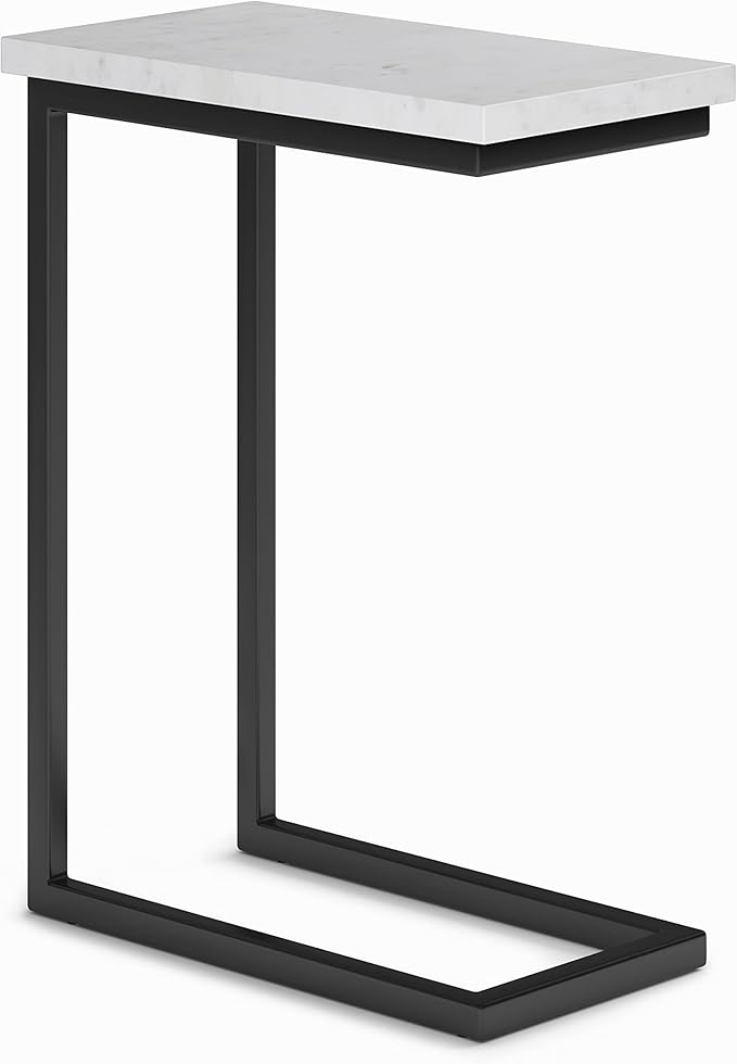 SIMPLIHOME Skyler 18-inch Wide Metal Table in White/Black, C-Shaped by SimpliHome
