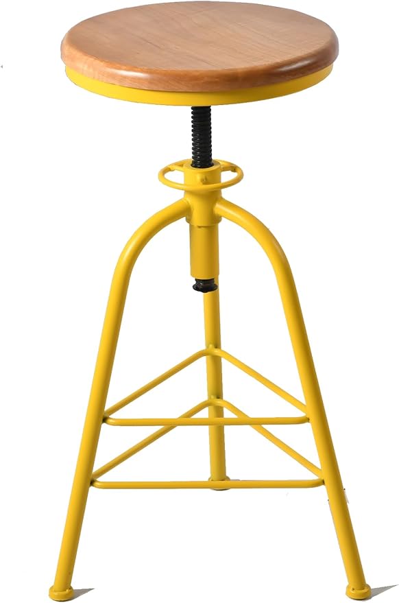 Topower Antique Industrial Design Metal Adjustable Height Bar Stool Kitchen - Image 5