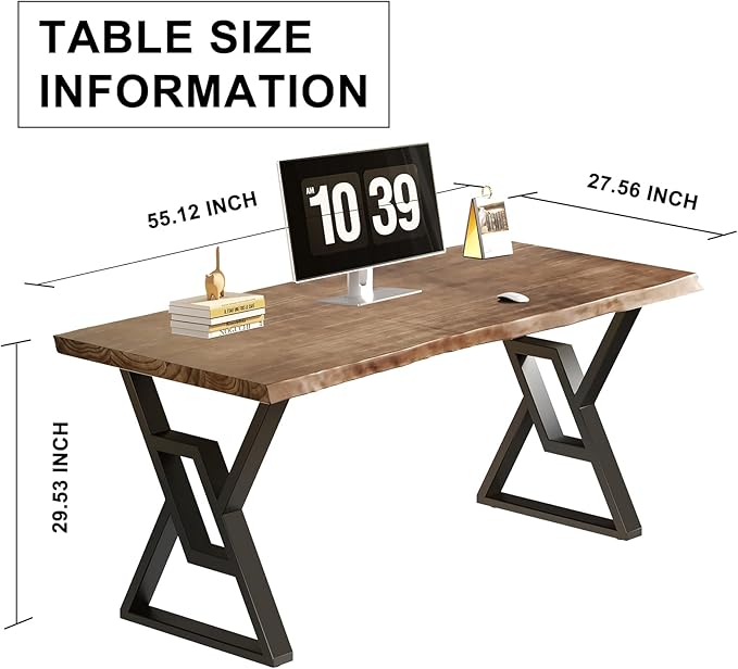 Rustic Brown 55-inch Solid Wood Computer Desk - Image 2