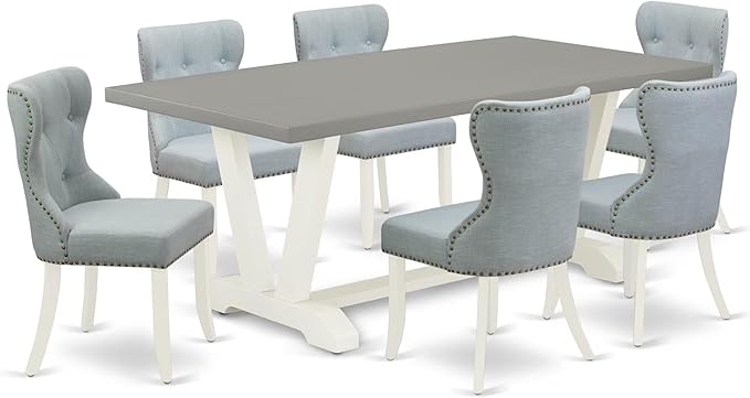 East West Furniture V097SI215-7 7 Piece Dining Table Set Consist of a Rectangle by EastWestFurniture
