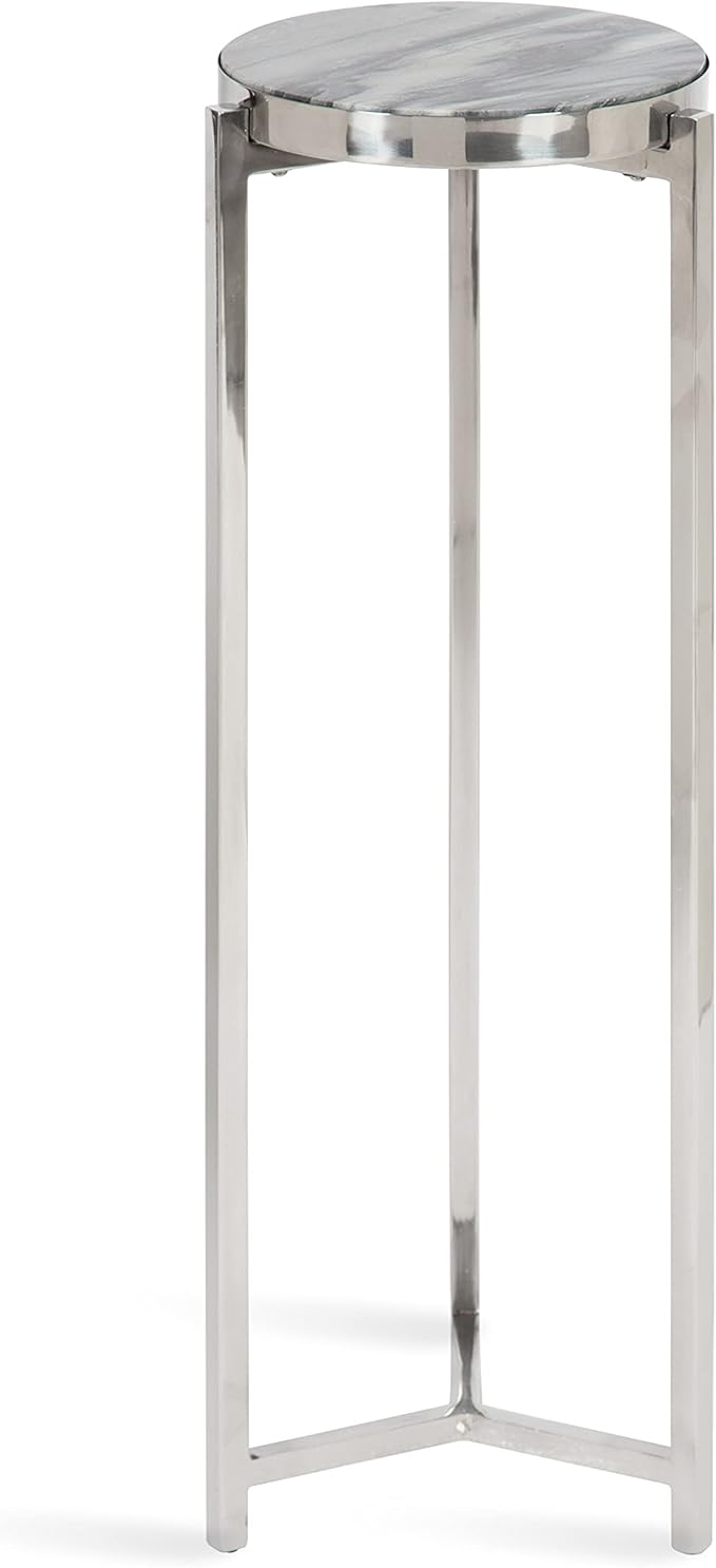 Kate and Laurel Aguilar Modern Drink Table; 9 x 9 x 23; Gray and Silver; by KateandLaurel