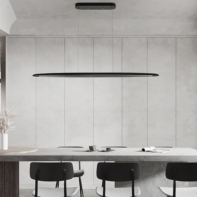 71" Wood Linear Pendant Light Black Linear Pendant Dinning Room Hanging Lights - Image 4