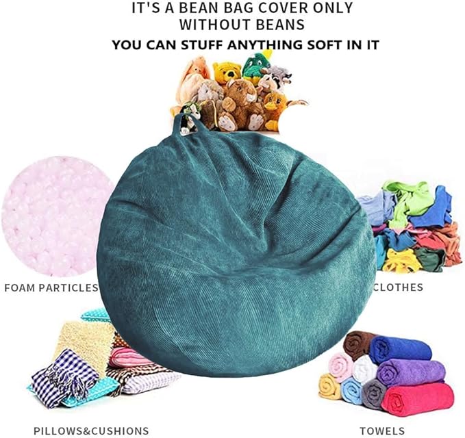 Kisoy Bean Bag Chair Cover Stuffed Animal Storage Bean Bag Cover Pets Dogs/Cats - Image 3