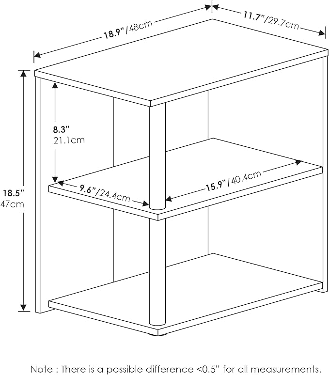 Furinno Romain 2-Tier End Table, French Oak/Black - Image 3